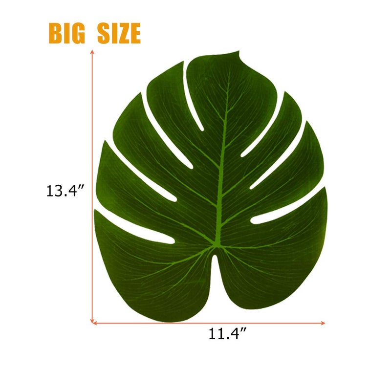 Hopeak Artificial Palm Leaves 24 Pieces Large Palm Leaves for Hawaiian Luau Party Jungle Beach Theme Party Birthday Table and Wall Decorations - Image 2