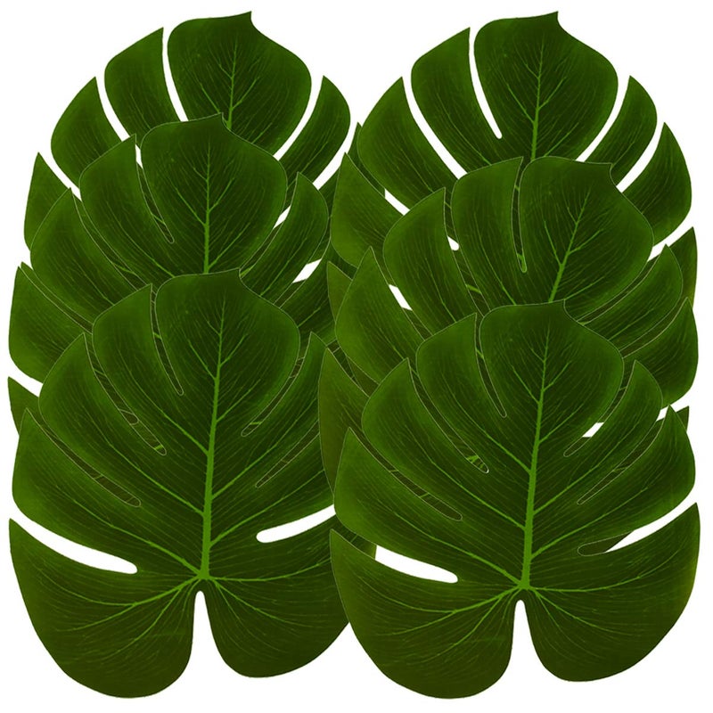 Hopeak Artificial Palm Leaves 24 Pieces Large Palm Leaves for Hawaiian Luau Party Jungle Beach Theme Party Birthday Table and Wall Decorations - Image 1