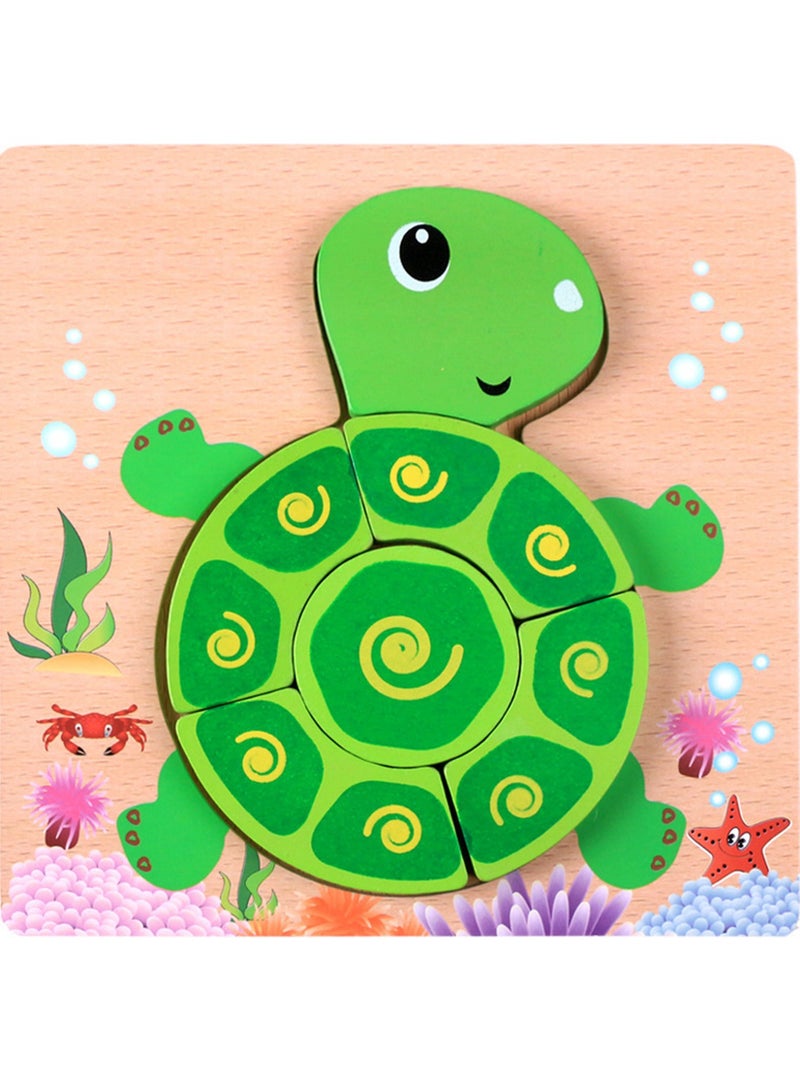 أحجيات الصور المقطوعة على شكل سلحفاة خشبية تعليمية للأطفال، حقيبة هدايا مناسبة - Image 1