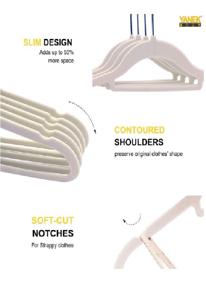 يانيك طقم علاقات ملابس مخملية غير قابلة للانزلاق مكون من 100 قطعة بيج - Image 2