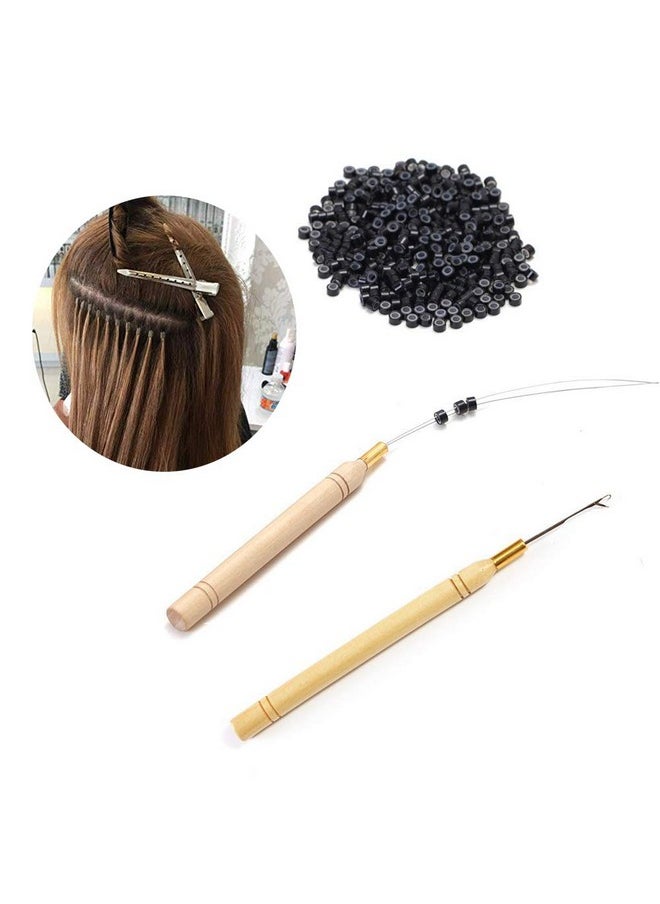 Teensery 5 Pcs Wooden Hair Extension Loop Needle Threader Wire Pulling Hook Tool Bead Device Tool For Hair Extension (Hooks)  - Image 4