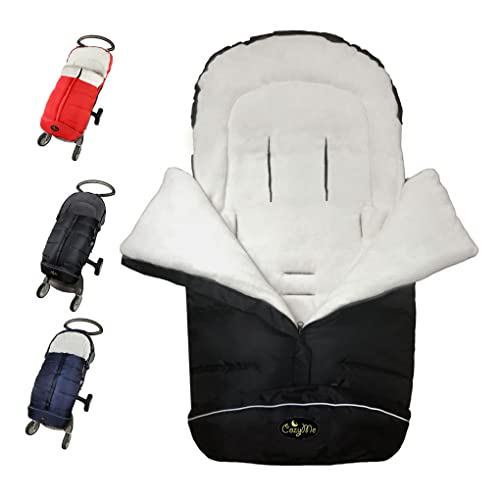 CozyMe 3 in 1 Winter Outdoor Tour Toddler Universal Stroller Sleeping Bag, Waterproof Footmuff, Length/Height/Temperature Adjustable Baby Bunting Bag, Black - Image 1