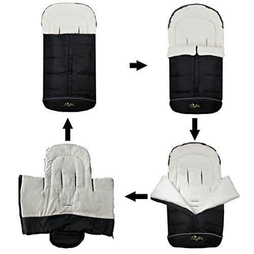 CozyMe 3 in 1 Winter Outdoor Tour Toddler Universal Stroller Sleeping Bag, Waterproof Footmuff, Length/Height/Temperature Adjustable Baby Bunting Bag, Black - Image 5