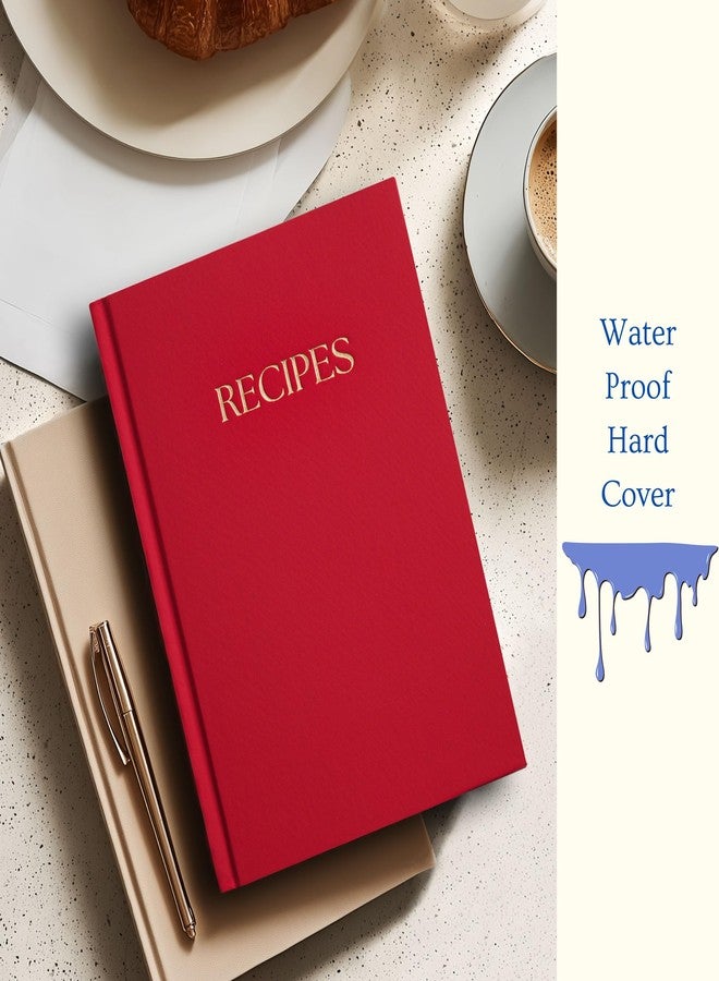 كتاب وصفات لكتابة وصفاتك الخاصة - كتاب وصفات - دفتر وصفات فاخر بغلاف مقوى مقاوم للماء - دفتر وصفات فارغ - هدية تذكارية للأم - أحمر - Image 2