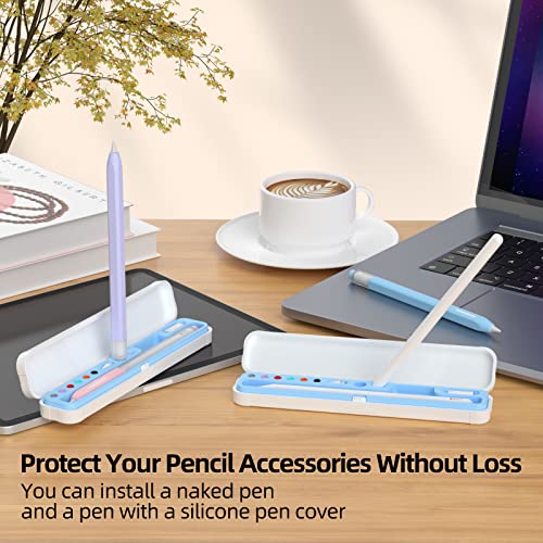 JOOSKO Magnetic Carrying Case Compatible with Apple Pencil 2nd Generation and 1st Gen Pencil and Samsung Galaxy S-Pen Series, Pencil case Consists of Hard PC Shell and Soft Silicone Inner (Sky Blue) - Image 3