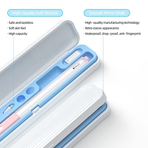 JOOSKO Magnetic Carrying Case Compatible with Apple Pencil 2nd Generation and 1st Gen Pencil and Samsung Galaxy S-Pen Series, Pencil case Consists of Hard PC Shell and Soft Silicone Inner (Sky Blue) - Image 5