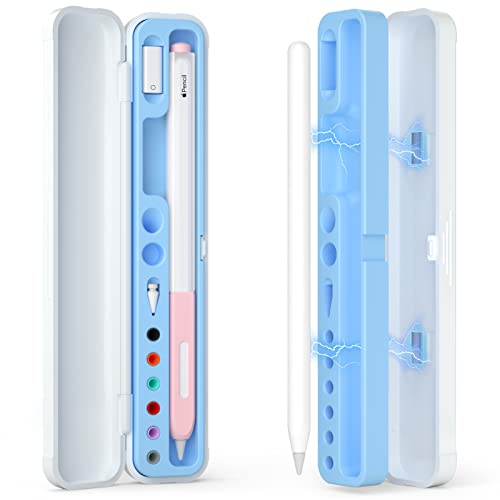 JOOSKO Magnetic Carrying Case Compatible with Apple Pencil 2nd Generation and 1st Gen Pencil and Samsung Galaxy S-Pen Series, Pencil case Consists of Hard PC Shell and Soft Silicone Inner (Sky Blue) - Image 1