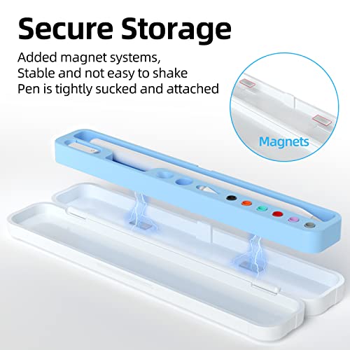JOOSKO Magnetic Carrying Case Compatible with Apple Pencil 2nd Generation and 1st Gen Pencil and Samsung Galaxy S-Pen Series, Pencil case Consists of Hard PC Shell and Soft Silicone Inner (Sky Blue) - Image 2