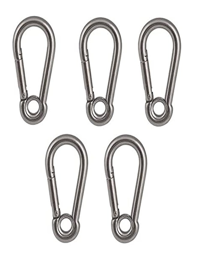 WeighTAJ SS304 Carbiner Snap Hook with hole - Stainless Steel Nickle Finish - Best for key ring, chains, ropes, camping, hiking, climbing, rigging, connecting link etc (M10x100mm(10mmx100mm, 5) - Image 1