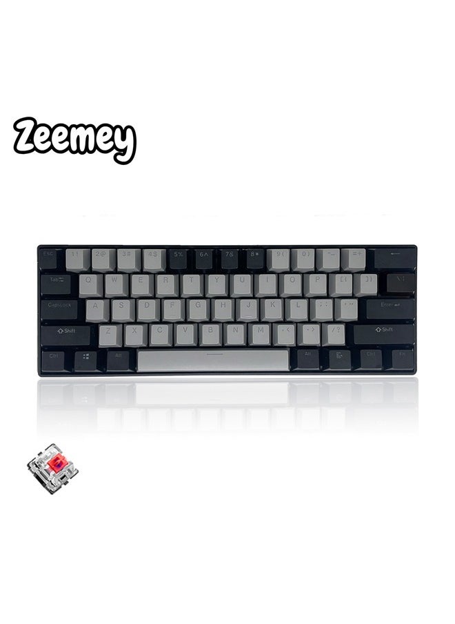 Zeemey - 61 Keys RGB Gaming Keyboard 60% Mini Wired Waterproof With Anti-ghosting Keyboard and Two-color Keycaps With Red Switch for Gamers(Dark gray and black) - Image 1