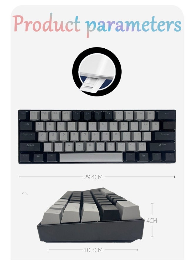 Zeemey - 61 Keys RGB Gaming Keyboard 60% Mini Wired Waterproof With Anti-ghosting Keyboard and Two-color Keycaps With Red Switch for Gamers(Dark gray and black) - Image 1