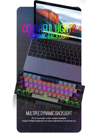 لوحة مفاتيح للألعاب ذات 61 مفتاحًا RGB مقاومة للماء بنسبة 60% سلكية صغيرة مع لوحة مفاتيح مضادة للظلال وأغطية مفاتيح بلونين مع مفتاح أحمر للاعبين (رمادي داكن وأسود) - view 2