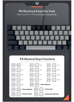 Zeemey 61 Keys RGB Gaming Keyboard 60% Mini Wired Waterproof With Anti-ghosting Keyboard and Two-color Keycaps With Red Switch for Gamers(Dark gray and black)  - Image 5