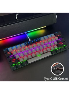 Zeemey 61 Keys RGB Gaming Keyboard 60% Mini Wired Waterproof With Anti-ghosting Keyboard and Two-color Keycaps With Red Switch for Gamers(Dark gray and black)  - Image 3