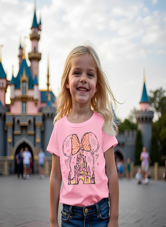 Blithestars Magic Shirt for Toddler Girls Magical Kingdom Tshirt Cute Castle Outfit Holiday Family Vacation Short Sleeve Tops(Pink,2-3T) - Image 3