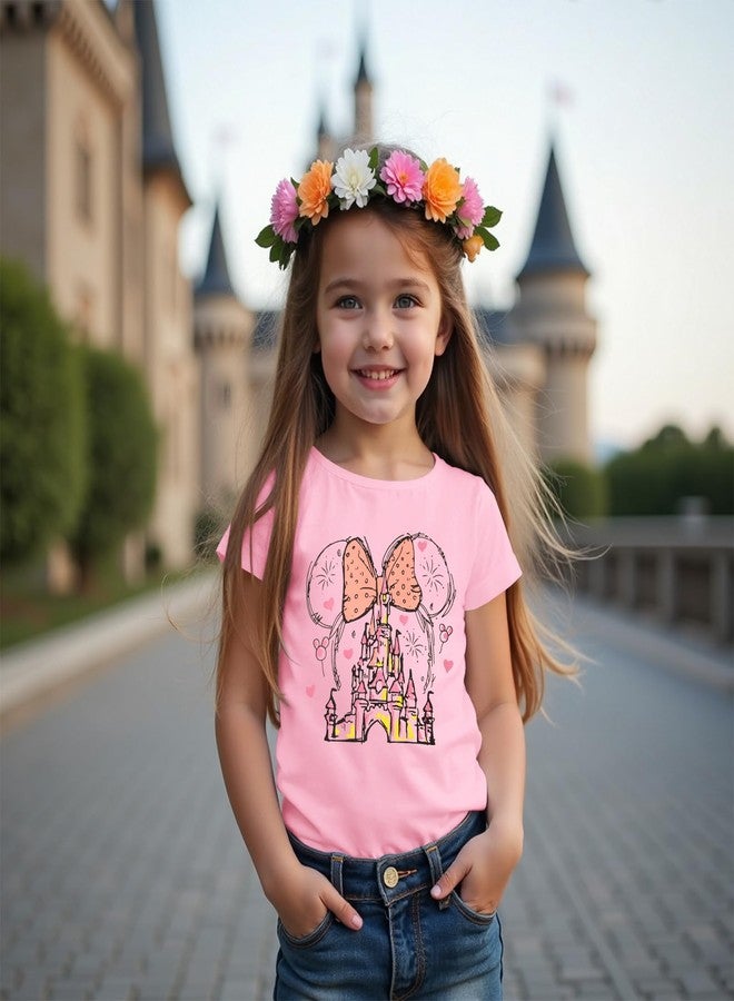 Blithestars Magic Shirt for Toddler Girls Magical Kingdom Tshirt Cute Castle Outfit Holiday Family Vacation Short Sleeve Tops(Pink,2-3T) - Image 2