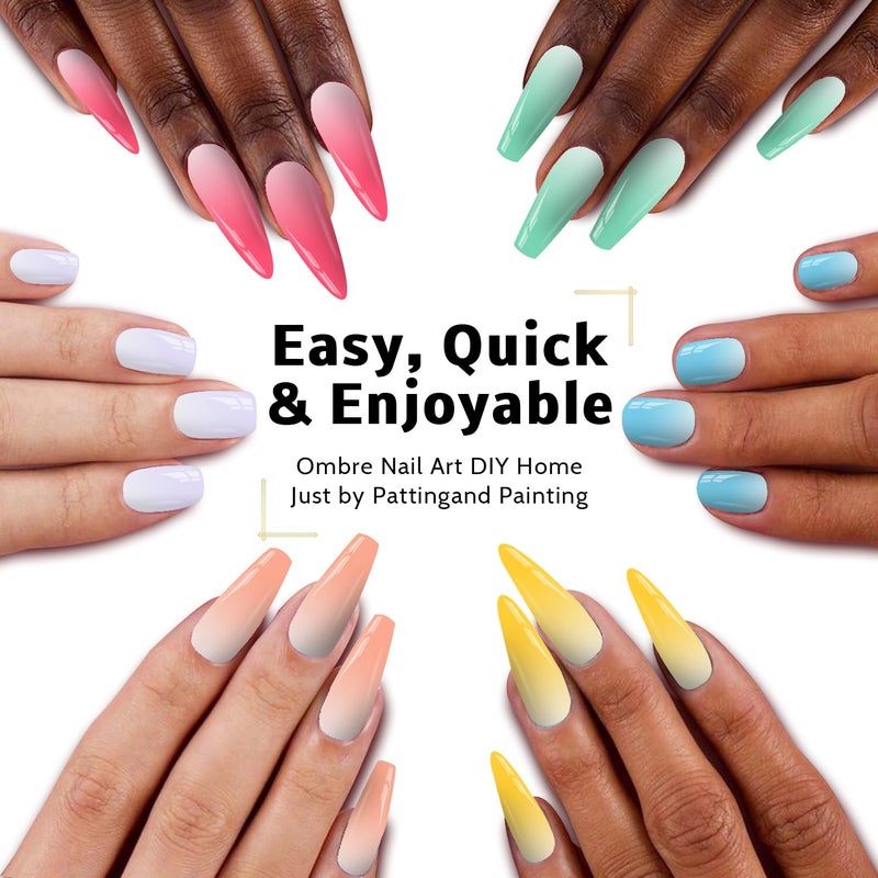 Karroy Sponges Pat Gel Nail Polish Palette, 24 Colors Blending Ombre Gel Polish Patting Gradient Painting Nails Art, No Wipe, UV/LED Cured, 100Sponges 1Grabber (Set A) - Image 2