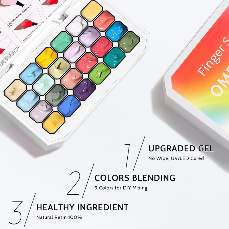 Karroy Sponges Pat Gel Nail Polish Palette, 24 Colors Blending Ombre Gel Polish Patting Gradient Painting Nails Art, No Wipe, UV/LED Cured, 100Sponges 1Grabber (Set A) - Image 5