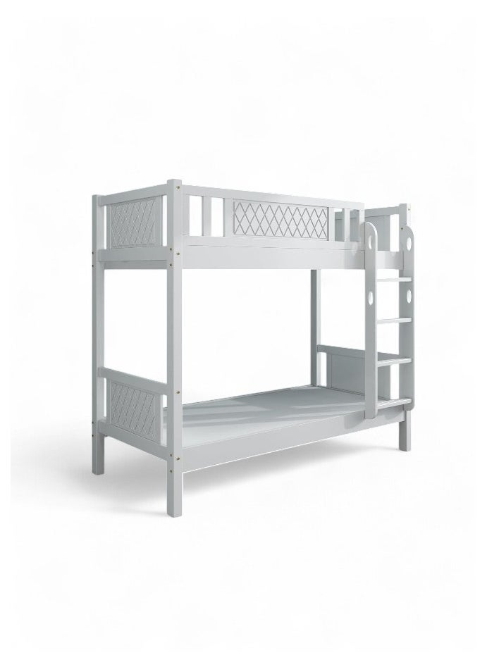 KARNAK Karnak Heavy Duty Wooden Bunk Bed With Ladder for Kids, Teens, Bedroom, Guest Room Furniture, Solid Wooden Bedframe, Full-Length Guardrail Color (White)  - Image 2