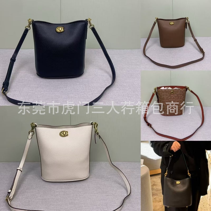 Kou'S New Knob Lock Bucket Bag Fashionable All-Match Shoulder Crossbody Women'S Bag Fashionable Portable Casual Women'S Bag - Image 2