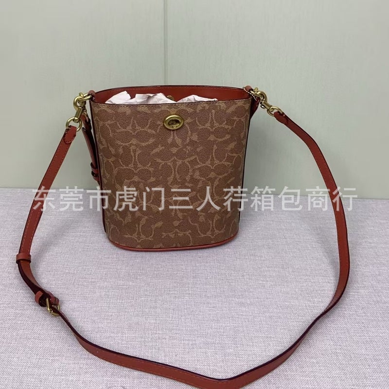 Kou'S New Knob Lock Bucket Bag Fashionable All-Match Shoulder Crossbody Women'S Bag Fashionable Portable Casual Women'S Bag - Image 1