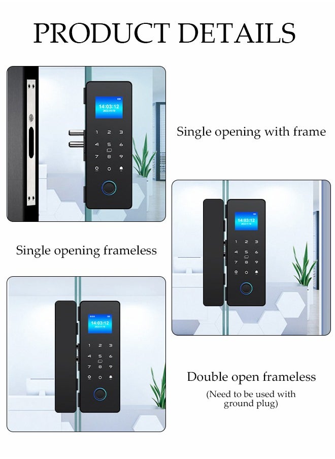 DUNISO - Glass Door Password Lock Without Punching, Office Fingerprint Lock, Smart Solution Application, Smart Door Lock, Fingerprint Keyless Entry Door Lock With Keypad, Access Control System For Store, Ic Card, Office, Home, Apartment - Image 1