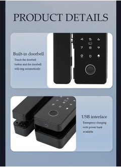 DUNISO Glass Door Password Lock Without Punching, Office Fingerprint Lock, Smart Solution Application, Smart Door Lock, Fingerprint Keyless Entry Door Lock With Keypad, Access Control System For Store, Ic Card, Office, Home, Apartment  - Image 5