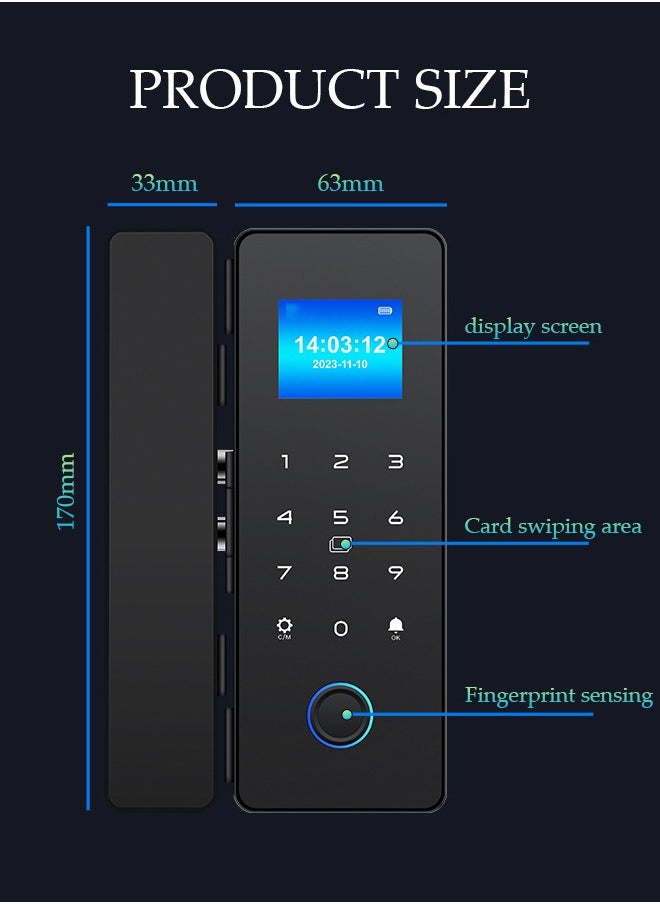 DUNISO - Glass Door Password Lock Without Punching, Office Fingerprint Lock, Smart Solution Application, Smart Door Lock, Fingerprint Keyless Entry Door Lock With Keypad, Access Control System For Store, Ic Card, Office, Home, Apartment - Image 1
