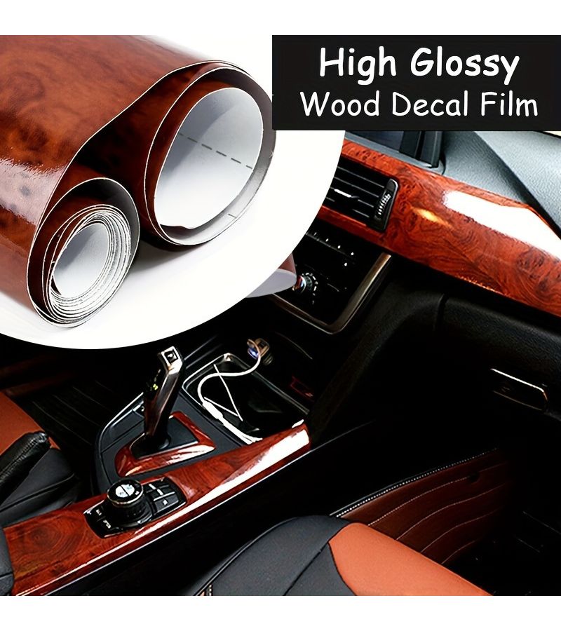 Wood Grain Car Sticker High Gloss Waterproof Adhesive Film for Universal Auto Interior Decor - Image 2