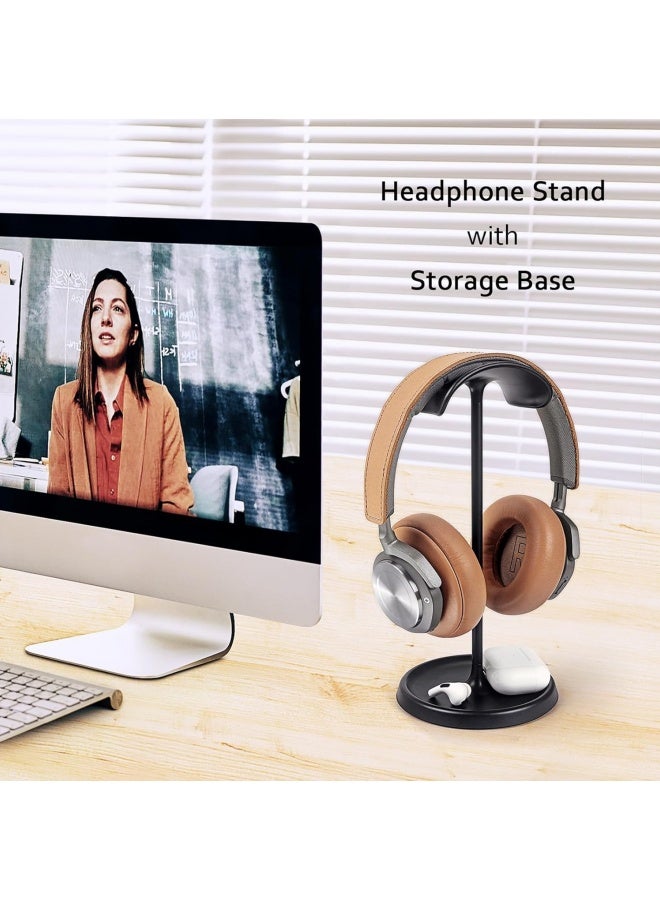 SHABILI Headphone Stand, Curved Headset Stand with Storage Tray, Heavy Base Gaming Headset Holder for AirPods Max, AirPods, AirPods Pro, Beats, Bose, Sony and More (Black) - Image 3