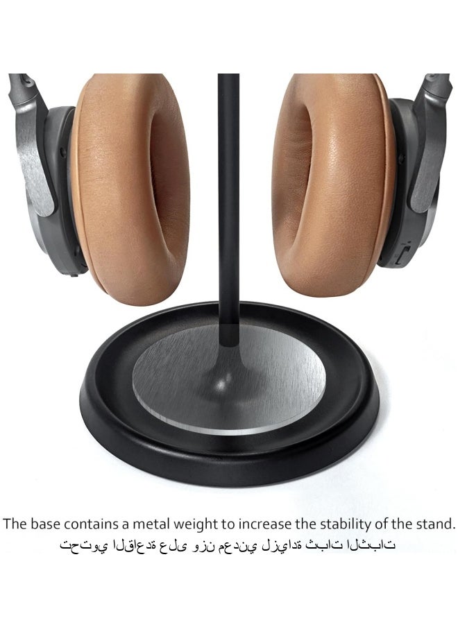 SHABILI - Headphone Stand, Curved Headset Stand with Storage Tray, Heavy Base Gaming Headset Holder for AirPods Max, AirPods, AirPods Pro, Beats, Bose, Sony and More (Black) - Image 1