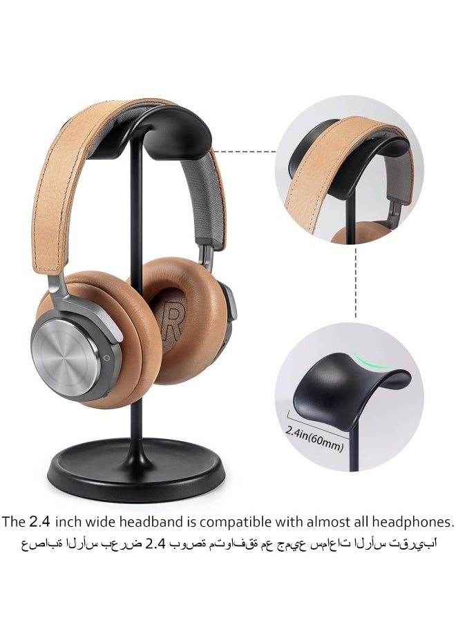SHABILI - Headphone Stand, Curved Headset Stand with Storage Tray, Heavy Base Gaming Headset Holder for AirPods Max, AirPods, AirPods Pro, Beats, Bose, Sony and More (Black) - Image 1