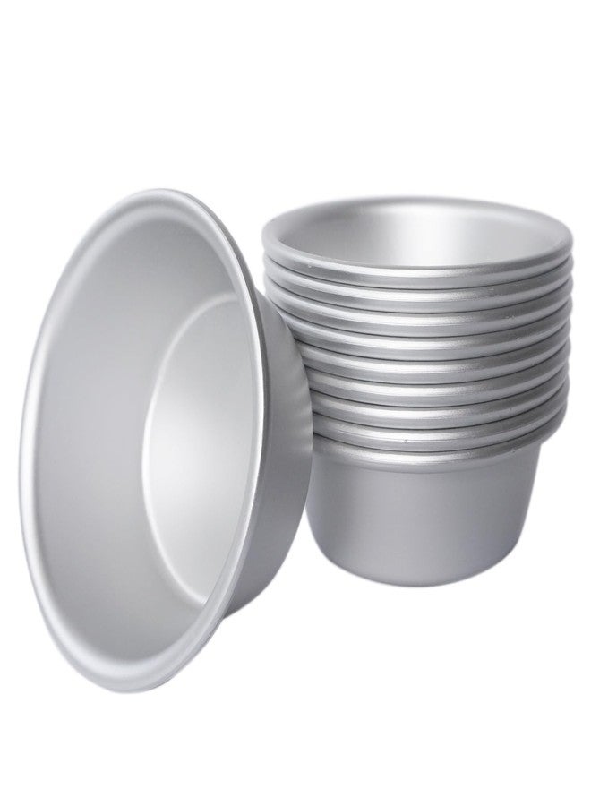 LoveDeal Aluminum Alloy Tart Pan, 3 Inch Cute Flan Mold, 10 Pieces Egg Tart Molds for Baking Pastel de Nata, Pie, Tartlet, Popover - Silver Tin - Image 1