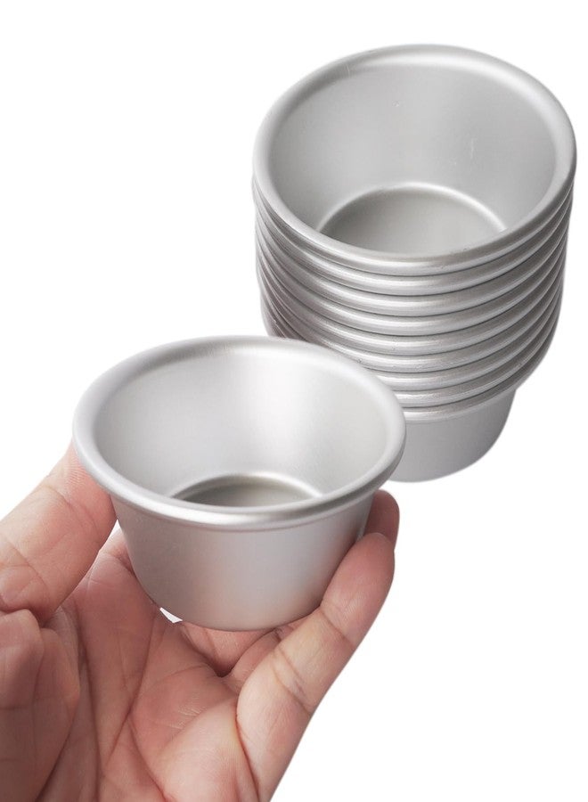 LoveDeal Aluminum Alloy Tart Pan, 3 Inch Cute Flan Mold, 10 Pieces Egg Tart Molds for Baking Pastel de Nata, Pie, Tartlet, Popover - Silver Tin - Image 3