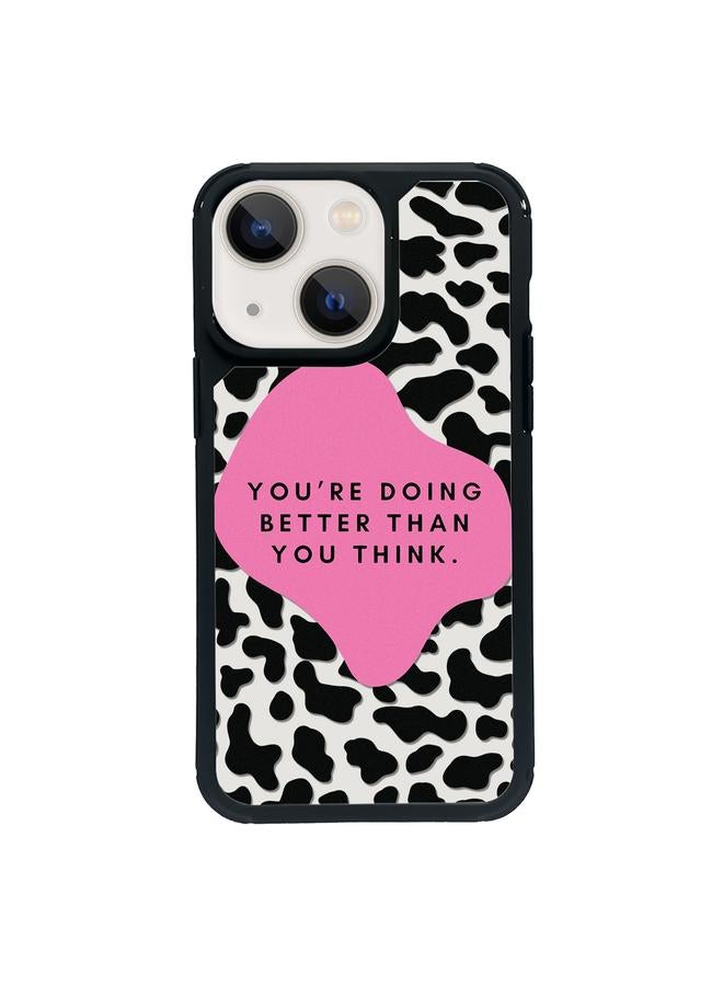 جراب هاتف بتصميم حصري من البولي كربونات بتغطية كاملة لهاتف iPhone 15 Plus (كتلة سوداء)