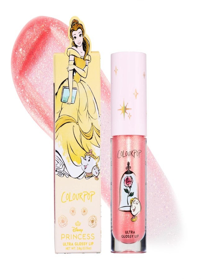 كالر بوب ملمع شفاه ColourPop x Disney Princess Ultra Glossy - ملمع شفاه عالي اللمعان، غير لزج ومرطب - غني بحمض الهيالورونيك، الكاكادو بلوم والكرز - وردي فاتح، مادموزيل بيل (0.24 أونصة سائلة) - Image 1