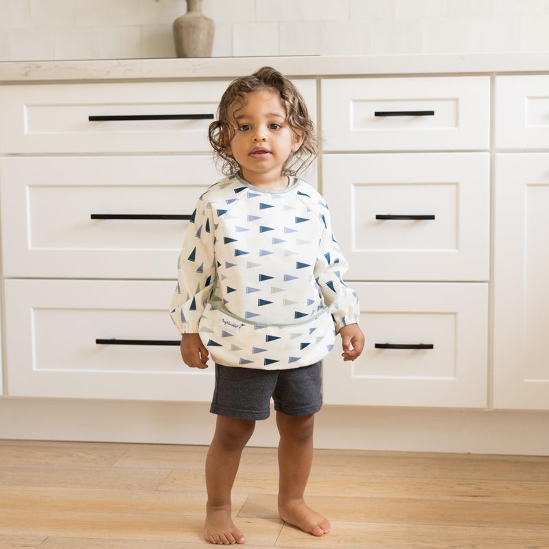 Tiny Twinkle Long Sleeve Bib for Babies & Toddlers | Waterproof Smock Bib for Eating | Machine Washable & Mess-Proof Feeding Essentials | Newborn Shower Gift (Varsity Flags, Small 6-24 Months) - Image 3