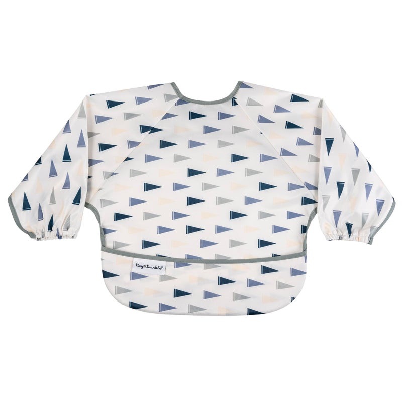 Tiny Twinkle Long Sleeve Bib for Babies & Toddlers | Waterproof Smock Bib for Eating | Machine Washable & Mess-Proof Feeding Essentials | Newborn Shower Gift (Varsity Flags, Small 6-24 Months) - Image 1