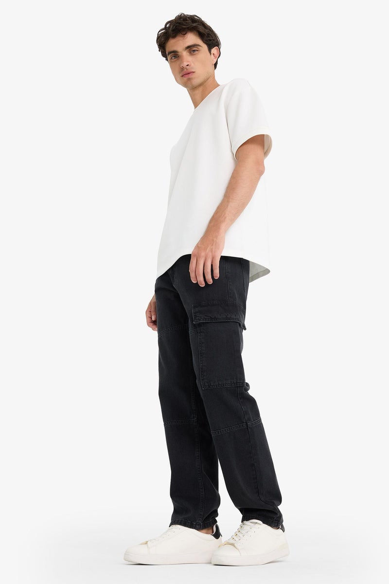 DeFacto Black Man Relax Fit Wide Leg Jean Trousers Casual - Image 4