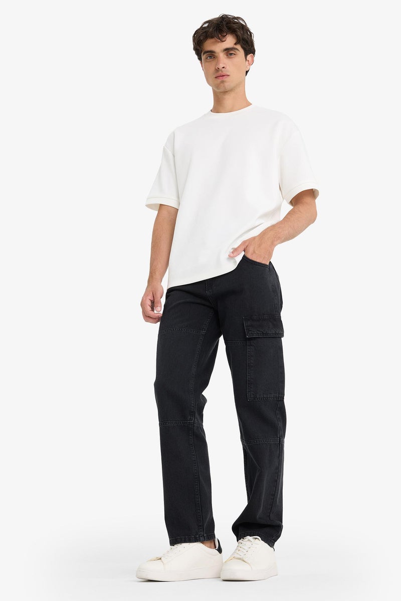 DeFacto Black Man Relax Fit Wide Leg Jean Trousers Casual - Image 3