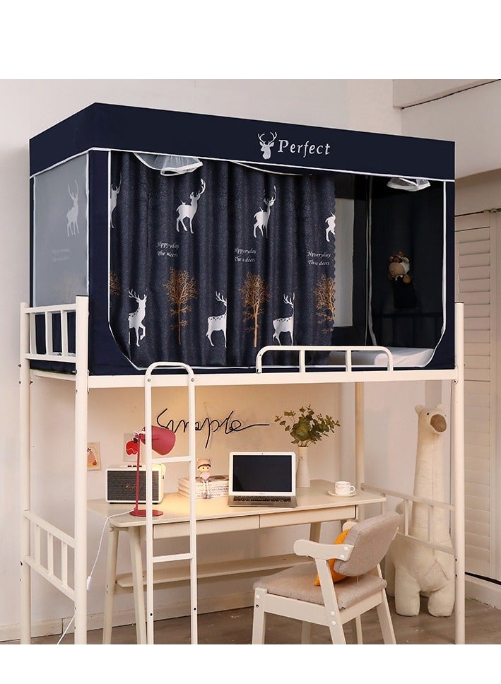 Bluejw Bed Canopy Tents Curtain Blackout Single Bed Tent Student Shading Cloth Canopy Dormitory Mosquito Net Sleep Privacy Protection with Frame for Children Bedroom with Elk Pattern - Image 2