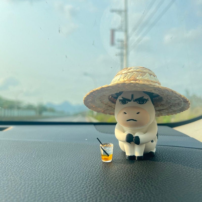 Cute Grassland Cow Figurine - Adorable Car and Desk Decor - Image 1