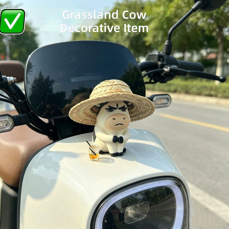 Cute Grassland Cow Figurine - Adorable Car and Desk Decor - Image 3