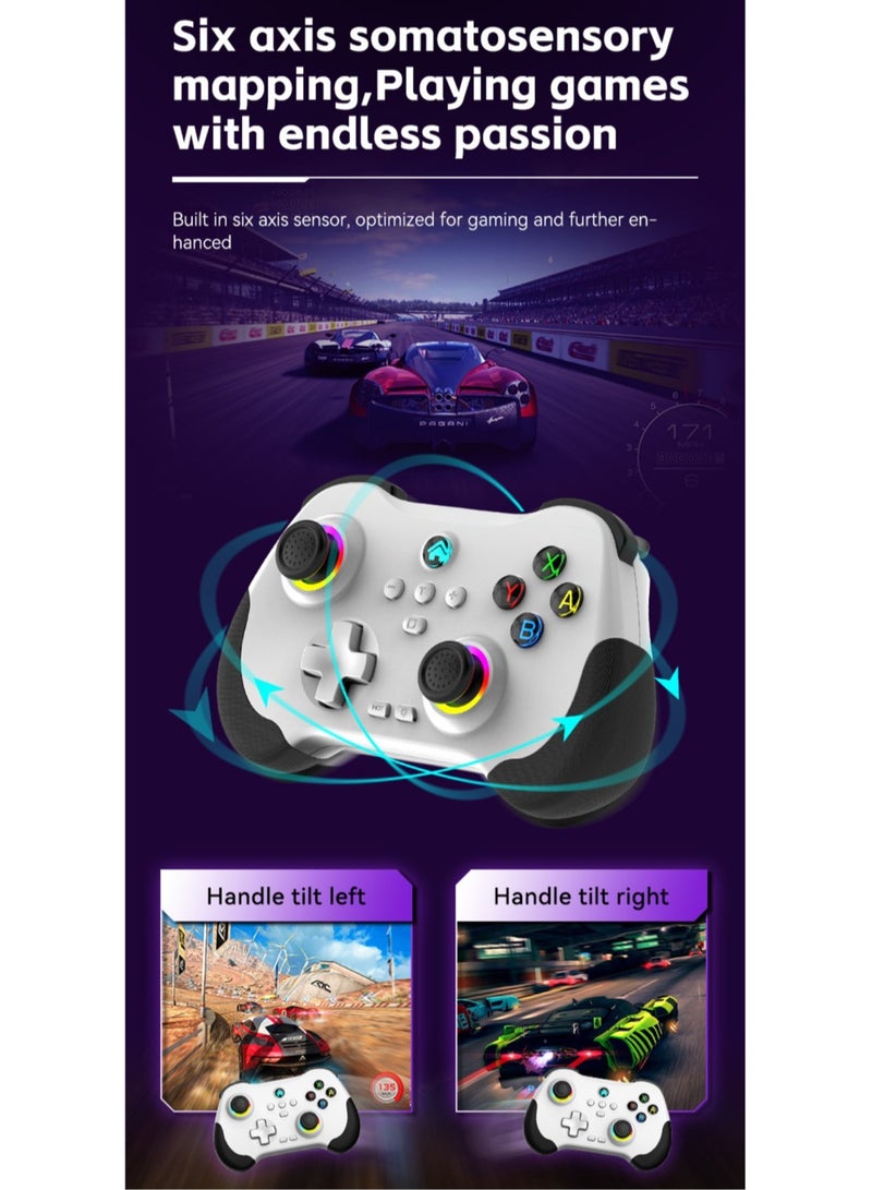 Mobile Gaming Controller for iPad/iPhone/Tablet, Cloud Controller Remote Joystick for iOS/Android, Wireless Switch Controller with Macro ons/Hall-Rocker/Hall-Trigger/Dual Vibration (White) - Image 5