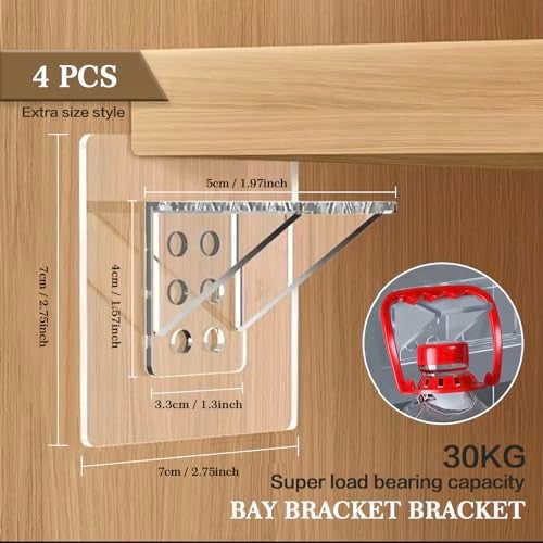 Oligitdi Cabinet Partition Board Bracket Support Reinforcement PasteBracket Punch Free Shelf Support Clips Cabinet Shelf Brackets Self Adhesive Closet for Book Shelve Kitchen Cabinet Furniture - 4 Pcs - Image 2