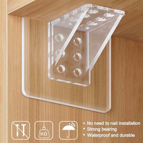 Oligitdi Cabinet Partition Board Bracket Support Reinforcement PasteBracket Punch Free Shelf Support Clips Cabinet Shelf Brackets Self Adhesive Closet for Book Shelve Kitchen Cabinet Furniture - 4 Pcs - Image 5