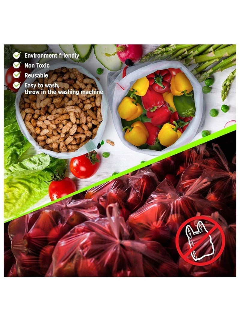 VITARA Premium Reusable Fridge Storage Bag for Vegetables and Fruits Mesh Net Fabric with Zip Lock EcoFriendly NonToxic Pack of 30