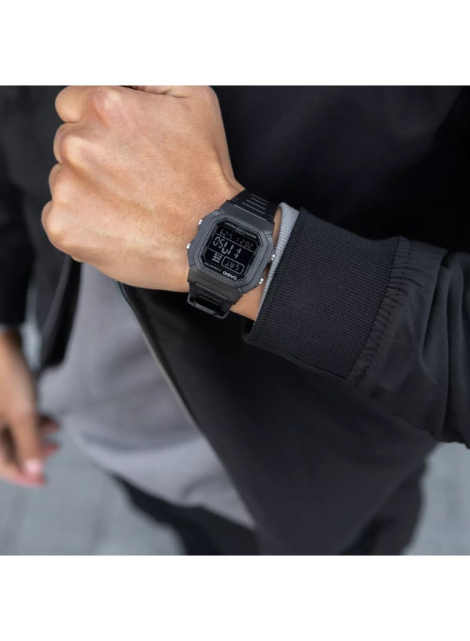 Casio W-800H-1BVDF Men’s Digital Watch – Black Resin Strap, 100m Water Resistant, 10-Year Battery, LED Backlight, Dual Time - Image 5