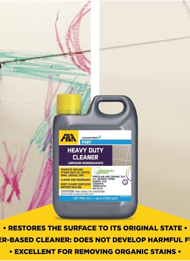 FILA Surface Care solutions FILA Heavy Duty Cleaner PS87 1 QT, Stain Remover Grease, Coffee, Wine, Wax, Ink, Hard Surface Floor Cleaner, ideal for Natural Stone, Terracotta, Quarry Tile, Concrete, Porcelain And Ceramic Tile  - Image 4