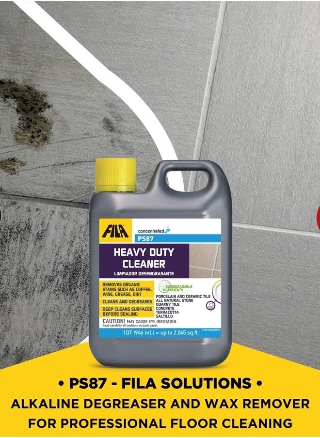 FILA Surface Care solutions FILA Heavy Duty Cleaner PS87 1 QT, Stain Remover Grease, Coffee, Wine, Wax, Ink, Hard Surface Floor Cleaner, ideal for Natural Stone, Terracotta, Quarry Tile, Concrete, Porcelain And Ceramic Tile  - Image 2
